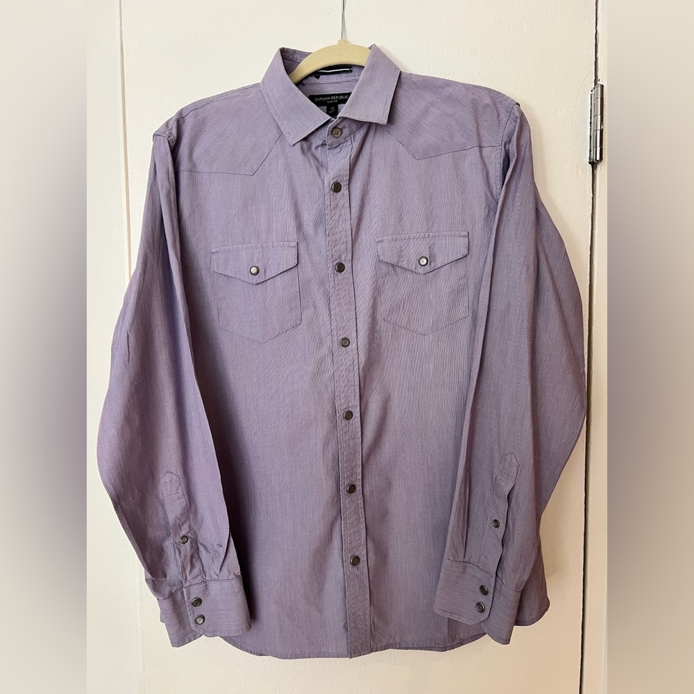 Banana Republic Men’s Western-Inspired, Lavender Dress Shirt